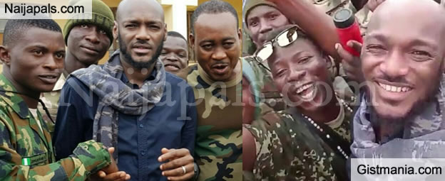 TuFace Poses Soldiers As He Visits Internally Displaced Persons In